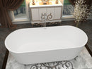 ANZZI Sabbia 5.9 ft. Solid Surface Center Drain Freestanding Bathtub in Matte White
