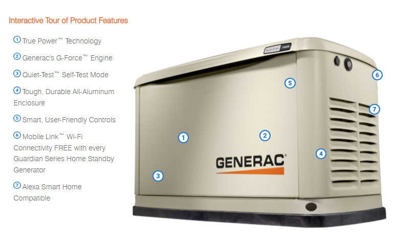 Generac 14/14 kW Air-Cooled Standby Generator, Aluminum Enclosure