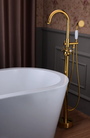 ANZZI Bridal 3-Handle Claw Foot Tub Faucet with Hand Shower in Gold
