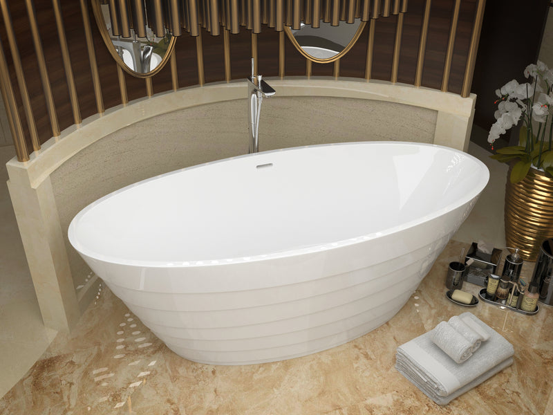 ANZZI Nimbus 5.6 ft. Acrylic Center Drain Freestanding Bathtub in Glossy White