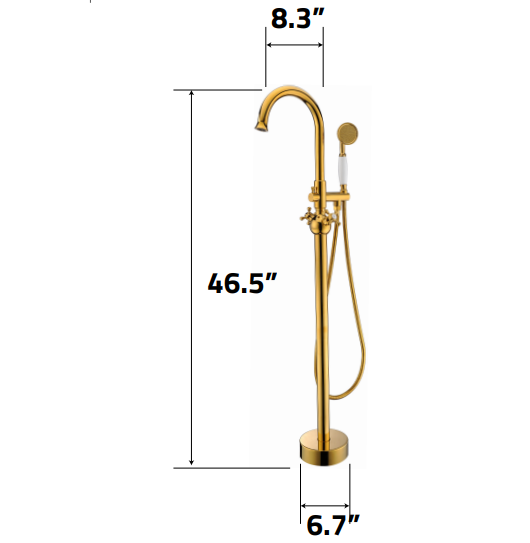 ANZZI Bridal 3-Handle Claw Foot Tub Faucet with Hand Shower in Gold