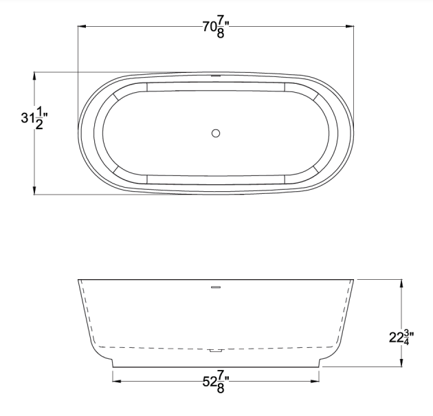 ANZZI Sabbia 5.9 ft. Solid Surface Center Drain Freestanding Bathtub in Matte White