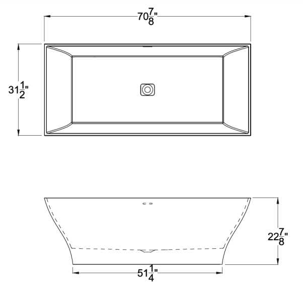 ANZZI Crema 5.9 ft. Solid Surface Center Drain Freestanding Bathtub in Matte White