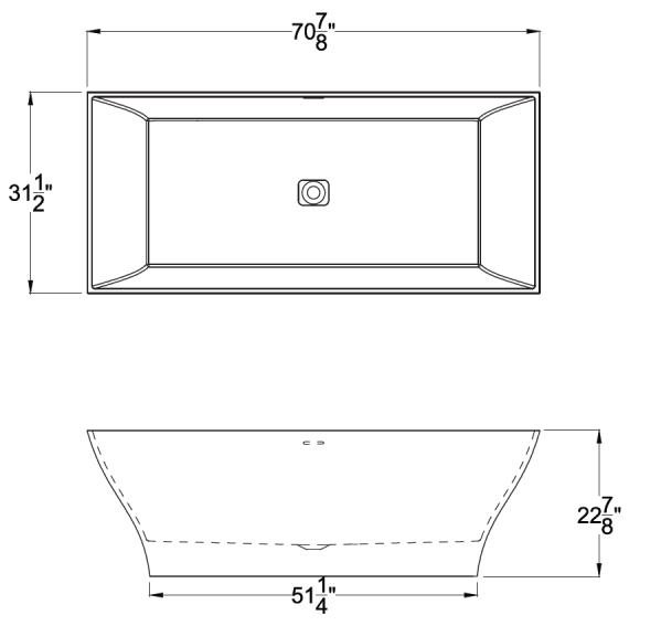 ANZZI Kayenge 5.9 ft. Solid Surface Center Drain Freestanding Bathtub in Matte White