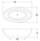 ANZZI Kekehun 6.3 ft. Solid Surface Center Drain Freestanding Bathtub in Matte White