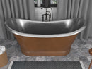 ANZZI Bali 67 in. Handmade Copper Double Slipper Flatbottom Non-Whirlpool Bathtub in Hammered Antique Copper