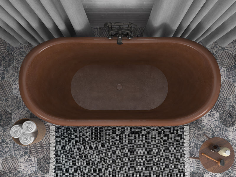 ANZZI Iida 66 in. Handmade Copper Double Slipper Clawfoot Non-Whirlpool Bathtub in Hammered Antique Copper