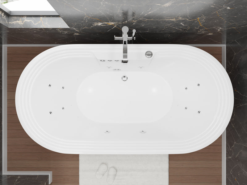 ANZZI Sofi 5.6 ft. Center Drain Whirlpool and Air Bath Tub in White