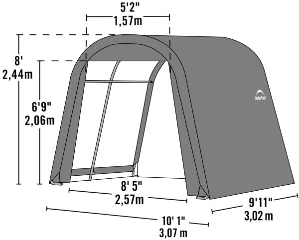 Shed-in-a-Box 10 x 10 x 8 ft Roundtop Gray