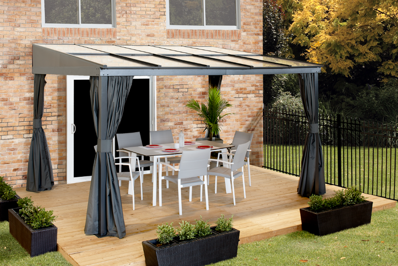 Shelter Logic Sojag Pompano 10x12 wall gazebo - grey