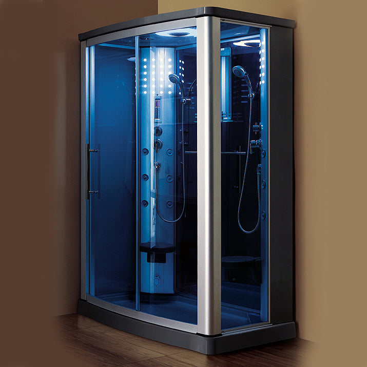 Mesa WS- 803L, 2Person Walk In Steam Shower- Blue Glass