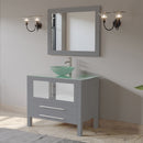 Cambridge Plumbing 36 Inch Gray Wood and Glass Vessel Sink Vanity Set