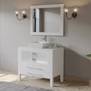 Cambridge Plumbing 36 Inch White Wood and Porcelain Vessel Sink Vanity Set