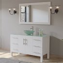Cambridge Plumbing 48 Inch White Wood and Glass Vessel Sink Vanity Set