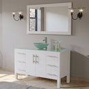Cambridge Plumbing 48 Inch White Wood and Glass Vessel Sink Vanity Set