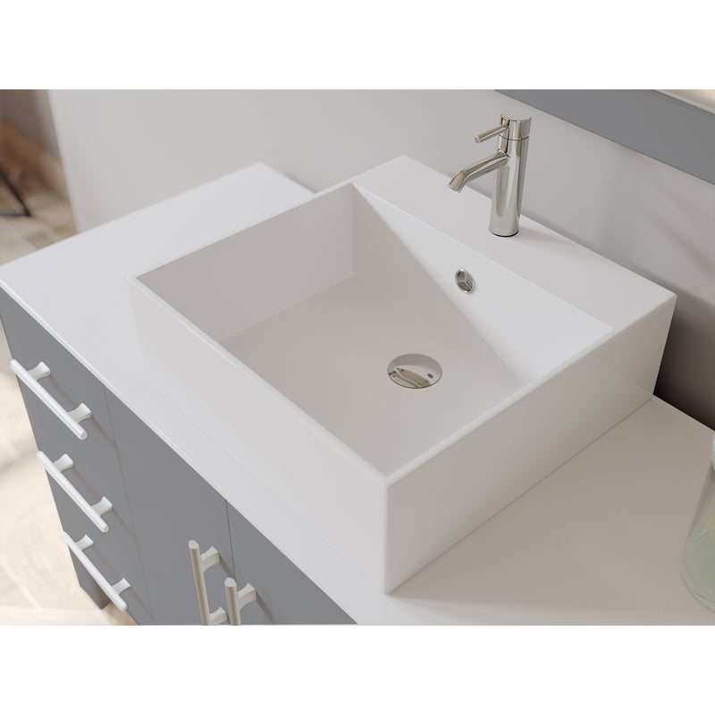 Cambridge Plumbing 48 Inch Gray Wood and Porcelain Vessel Sink Vanity Set