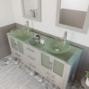 Cambridge Plumbing 63 Inch Gray Wood and Glass Vessel Sink Double Vanity Set