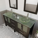 Cambridge Plumbing 63 Inch Espresso Wood and Glass Vessel Sink Double Vanity Set
