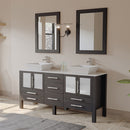 Cambridge Plumbing 63 Inch Espresso Oak Wood and Trim Porcelain Vessel Sink Double Vanity Set