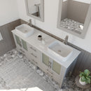 Cambridge Plumbing 63 Inch Gray Wood and Porcelain Vessel Sink Double Vanity Set