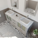 Cambridge Plumbing 63 Inch Gray Wood and Porcelain Vessel Sink Double Vanity Set