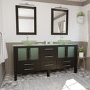 Cambridge Plumbing 72 Inch Espresso Wood and Glass Vessel Sink Double Vanity Set