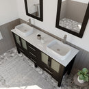 Cambridge Plumbing 63 Inch Espresso Wood and Porcelain Vessel Sink Vanity Set