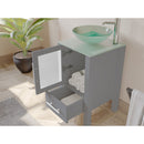 Cambridge Plumbing 18 Inch Gray Wood and Glass Vessel Sink Vanity Set