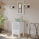 18 inch  Solid Wood Cabinet &Tempered Glass Counter Top and Single Round Tempered Glass Vessel Sink with  Polished Chrome Faucets