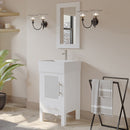 Cambridge Plumbing 18 inch White Solid Wood & Porcelain Single Vessel Sink Vanity Set with Polished Chrome Facuets