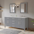 Prime 72 inch Gray Wood and Porcelain Double Basin Sink Vanity Set