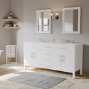 Cambridge Plumbing 72 inch White Wood and Porcelain Double Basin Sink Vanity Set