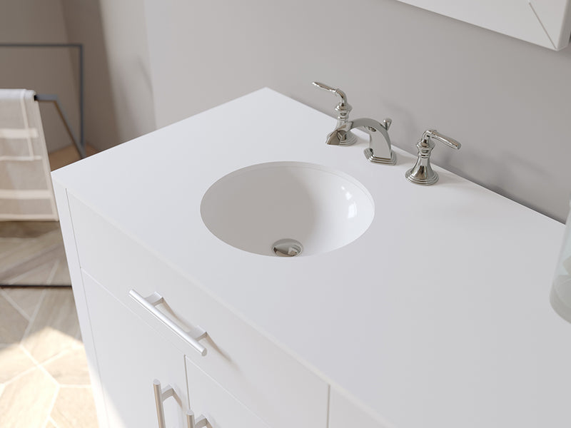 Cambridge Plumbing 72 inch White Wood and Porcelain Double Basin Sink Vanity Set