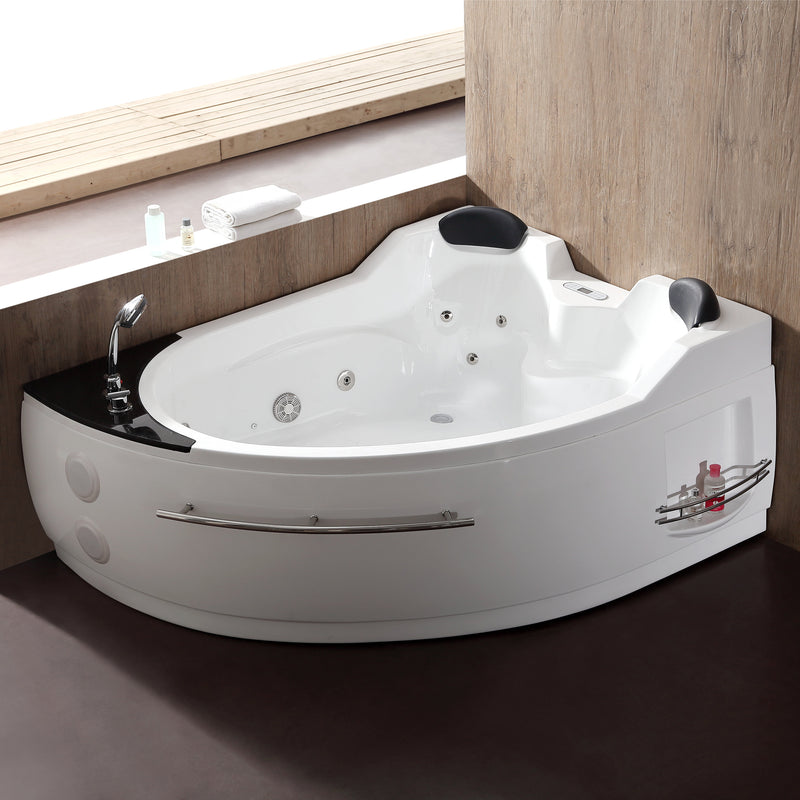 EAGO USA EAGO AM113ETL-L 5.5 ft Left Corner Acrylic White Whirlpool Bathtub for Two