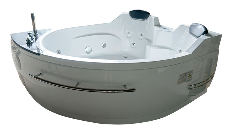 EAGO USA EAGO AM113ETL-L 5.5 ft Left Corner Acrylic White Whirlpool Bathtub for Two