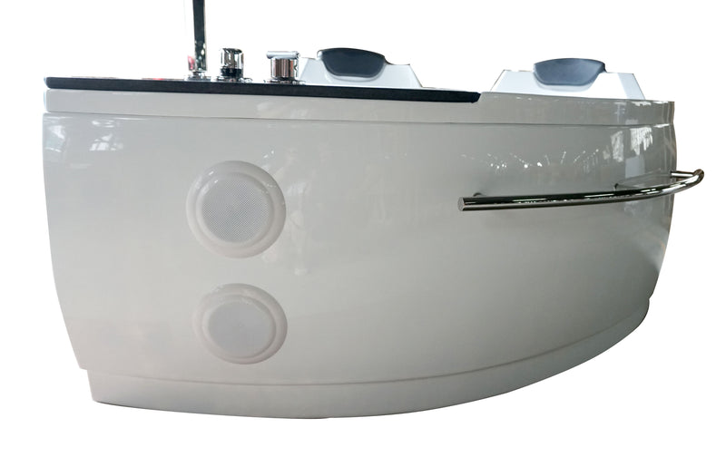 EAGO USA EAGO AM113ETL-L 5.5 ft Left Corner Acrylic White Whirlpool Bathtub for Two