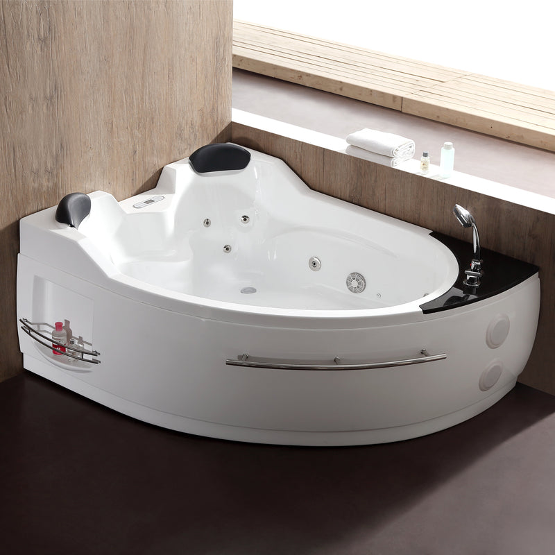 EAGO USA EAGO AM113ETL-R 5.5 ft Right Corner Acrylic White Whirlpool Bathtub for Two