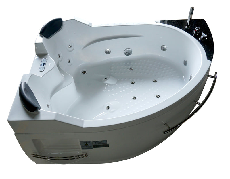 EAGO USA EAGO AM113ETL-R 5.5 ft Right Corner Acrylic White Whirlpool Bathtub for Two