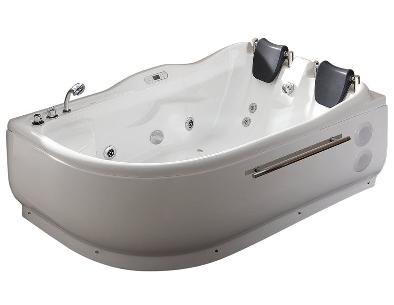 EAGO USA EAGO AM124ETL-L 6 ft Left Corner Acrylic White Whirlpool Bathtub for Two