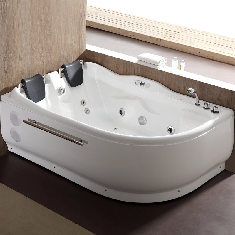 EAGO USA EAGO AM124ETL-R 6 ft Right Corner Acrylic White Whirlpool Bathtub for Two