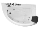 EAGO USA EAGO AM161-L 59" Single Person Corner White Acrylic Whirlpool Bath Tub