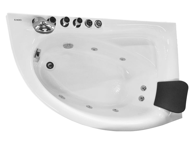 EAGO USA EAGO AM161-L 59" Single Person Corner White Acrylic Whirlpool Bath Tub