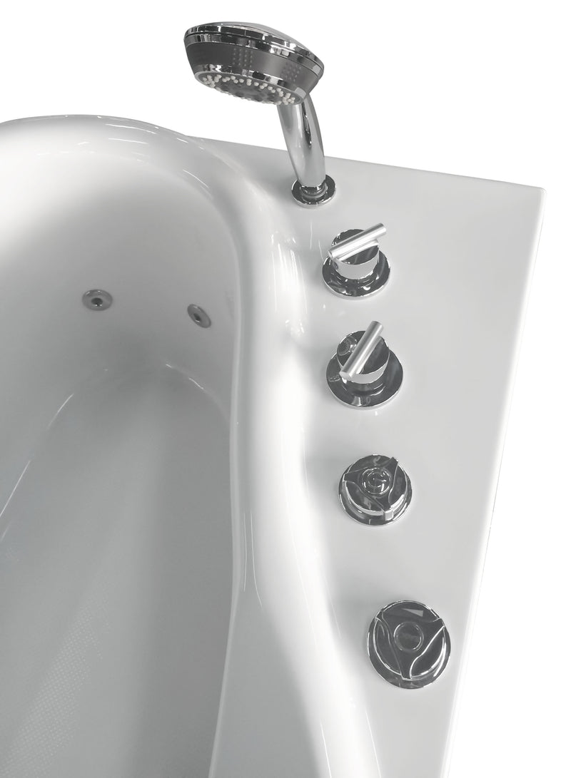EAGO USA EAGO AM175-L 57'' White Acrylic Corner Jetted Whirlpool Bathtub W/ Fixtures