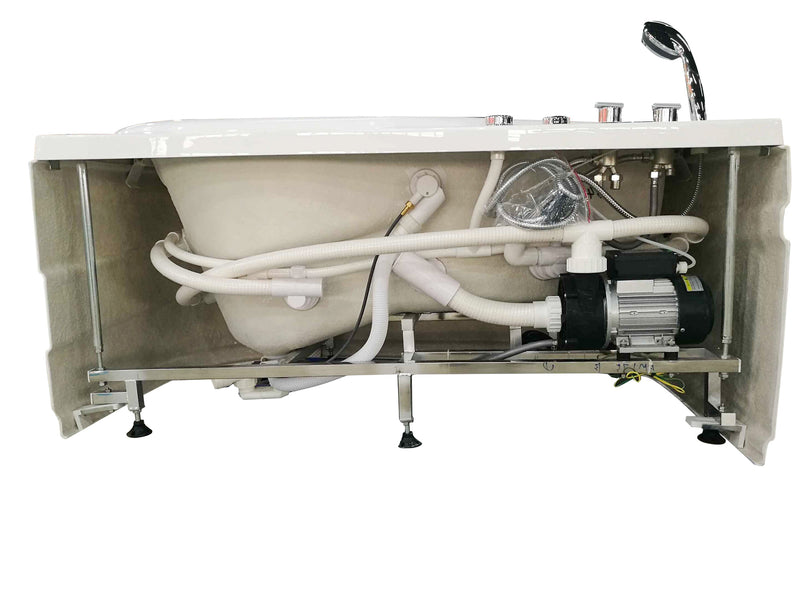 EAGO USA EAGO AM175-L 57'' White Acrylic Corner Jetted Whirlpool Bathtub W/ Fixtures