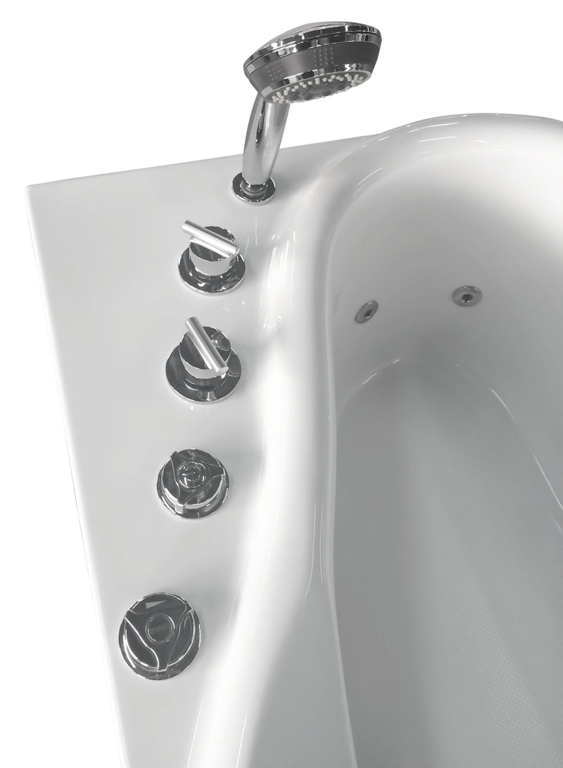 EAGO USA EAGO AM175-R 57'' White Acrylic Corner Jetted Whirlpool Bathtub W/ Fixtures