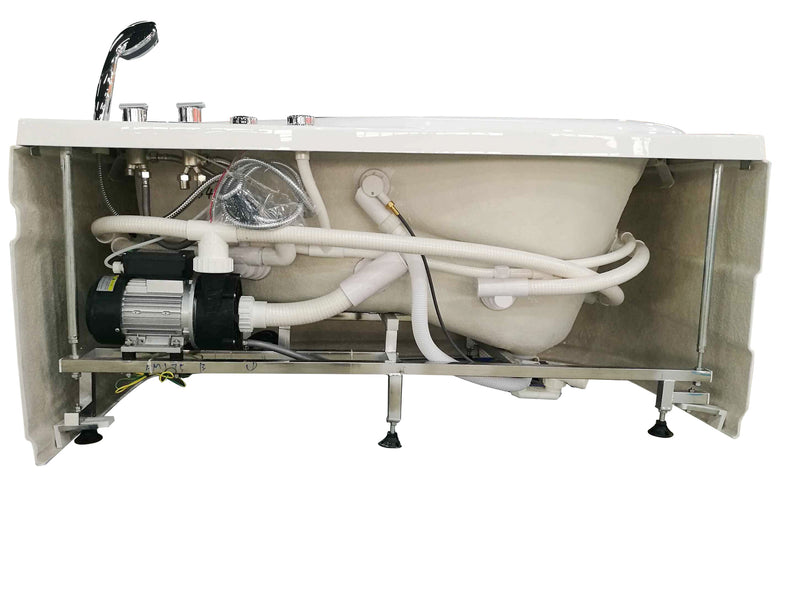 EAGO USA EAGO AM175-R 57'' White Acrylic Corner Jetted Whirlpool Bathtub W/ Fixtures