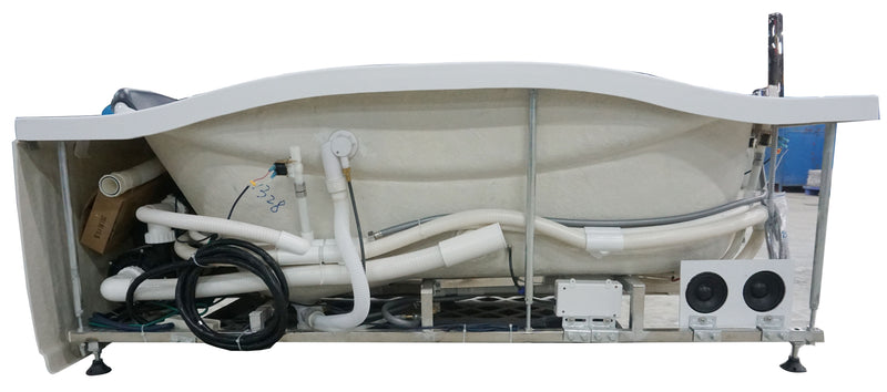EAGO USA EAGO AM189ETL-L 6 ft Left Drain Acrylic White Whirlpool Bathtub w Fixtures
