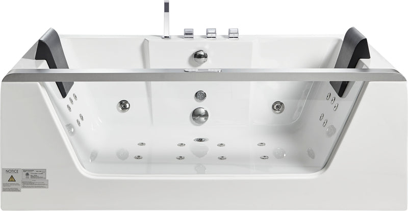 EAGO USA EAGO AM196ETL 6 ft Clear Rectangular Acrylic Whirlpool Bathtub for Two