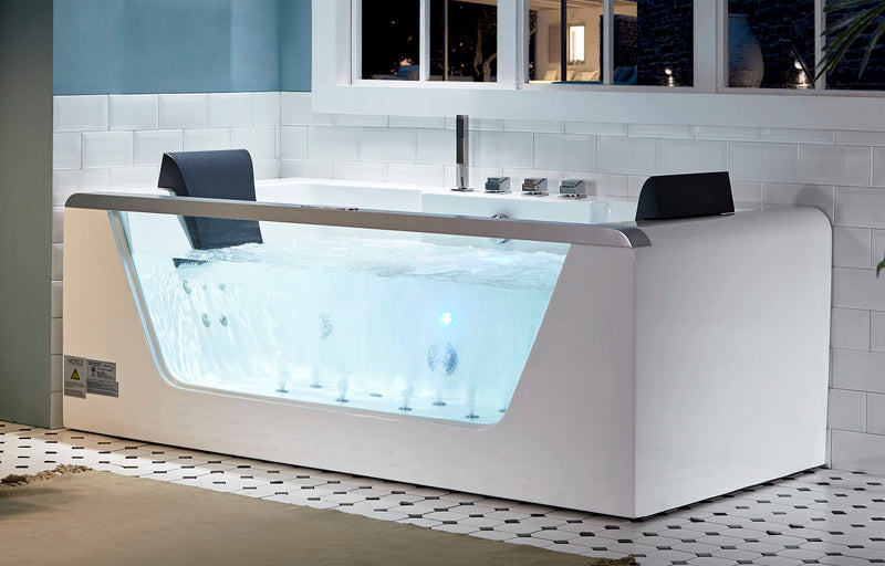 EAGO USA EAGO AM196ETL 6 ft Clear Rectangular Acrylic Whirlpool Bathtub for Two