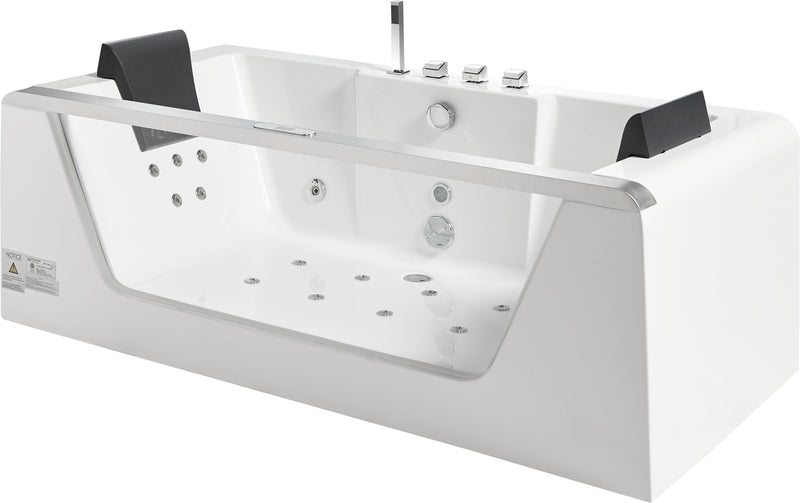 EAGO USA EAGO AM196ETL 6 ft Clear Rectangular Acrylic Whirlpool Bathtub for Two